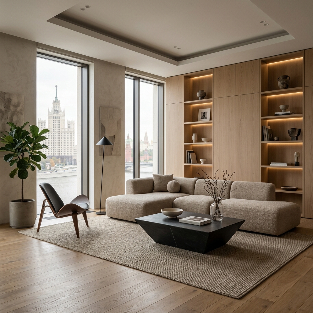 Современная встроенная мебель для гостиной